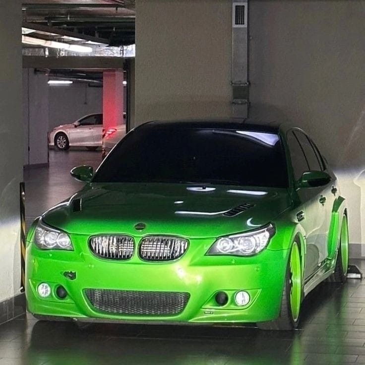 Create meme: green bmw, bmw e60 green, bmw m 5 e 60