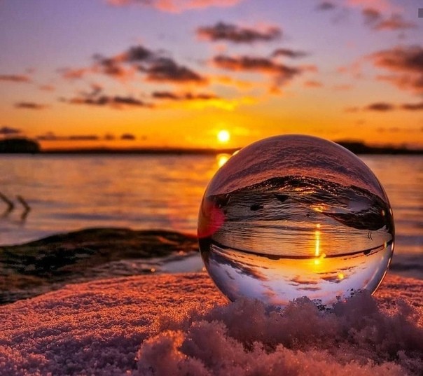 Create meme: sea sunset glass ball, seascape sunset, crystal ball sea