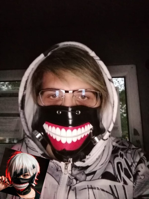 Создать мем: рот канеки на маске, канеки кен маска, токийский гуль
