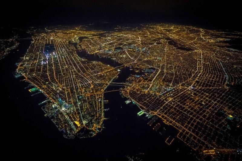 Create meme: new york from a bird's eye view, new York night, New york from a height