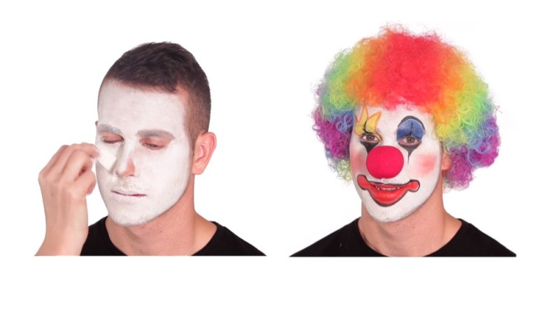 Create meme: meme clown , the clown is wearing makeup, the guy paints himself into a clown