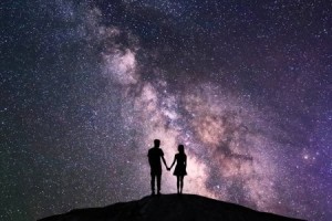 Create meme: The Milky Way, the background of the milky way, couple under stars