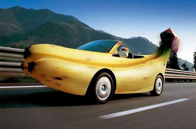 Создать мем: необычные авто, самые смешные машины, автомобиль банан