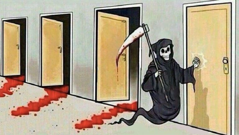 Create meme: the door meme, meme of death and doors, the grim Reaper meme