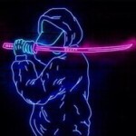 Create meme: neon katana, neon samurai, neon style