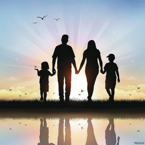 Create meme: family , silhouette of a happy family, happy family 