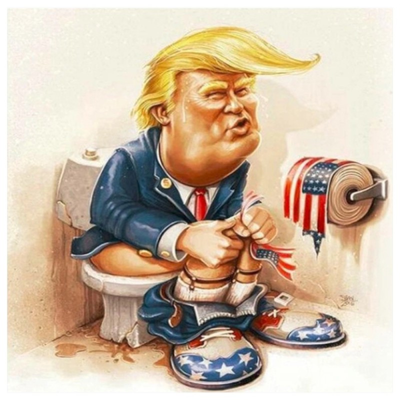 Create meme: Donald trump , sitting on the toilet, caricatures of Americans