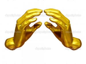 Create meme: gold, hand