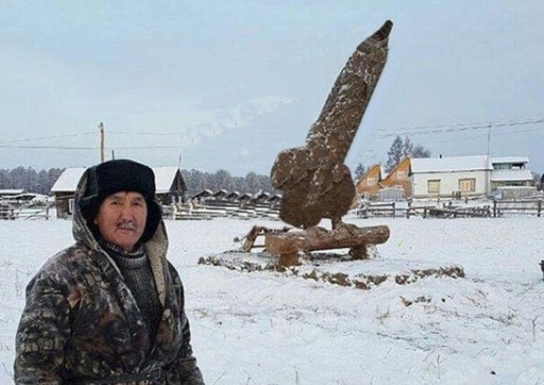 Create meme: cock from manure , Yakutia , Yakut sculptor Mikhail Bopposov