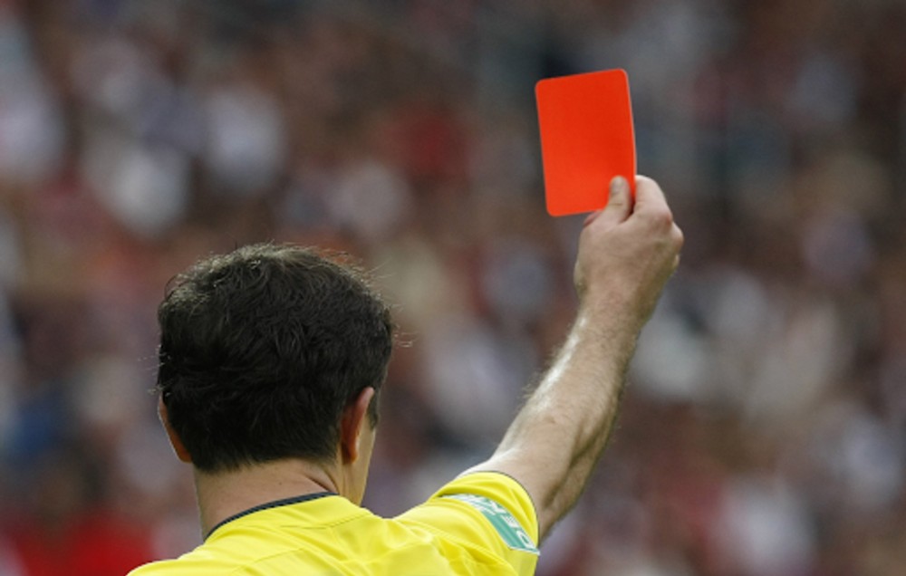 Create meme: yellow and red cards in football, red card in football, red card