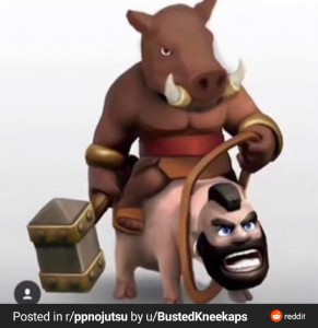 Create meme: hog rider bell piano, clash of clans, hog rider