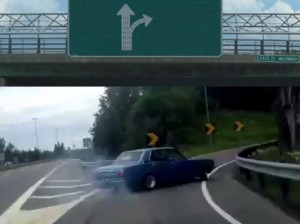 Create meme: turn, the view from the car, road sign