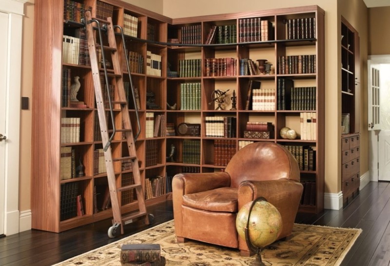 Create meme: bookshelves in the interior, home library interior, bookcases in the interior
