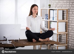 Create meme: office, girl, business woman in meditation