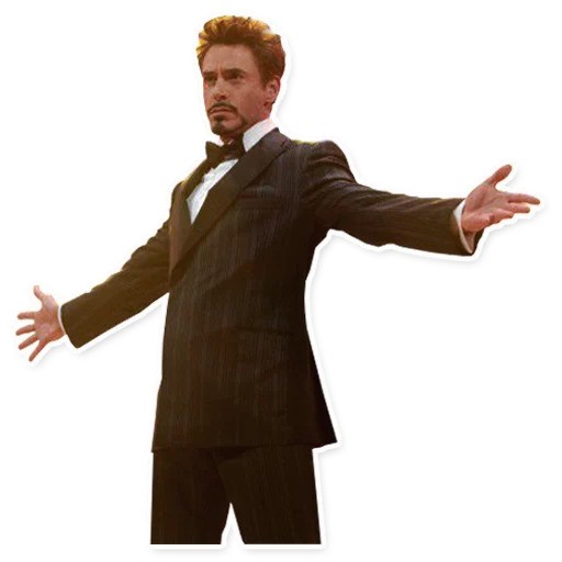 Create meme: stickers telegram., Robert Downey Jr. throws up his hands, movie telegram stickers