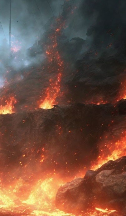 Create meme: the eruption of the volcano , volcanic landscape, volcanoes