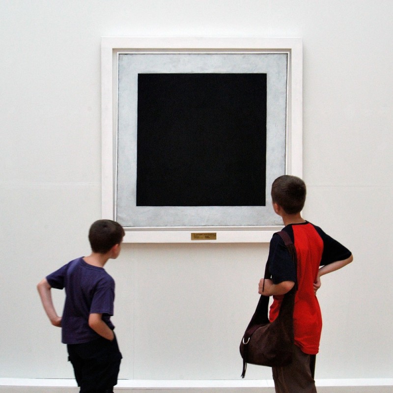 Create meme: the picture of Malevich's black square, malevich's black square in the museum, kazimir malevich black square