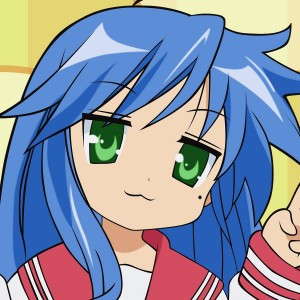 Create meme: anime, anime night, konata Izumi 3 fingers