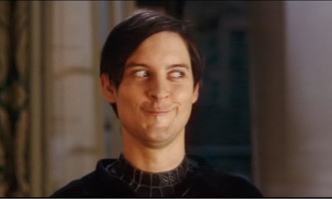 Create meme: Tobey Maguire spider man meme, Peter Parker Tobey Maguire, Tobey Maguire smile
