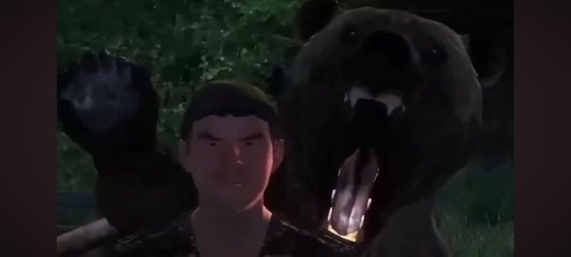 Create meme: boy , bear , bear in subsistance