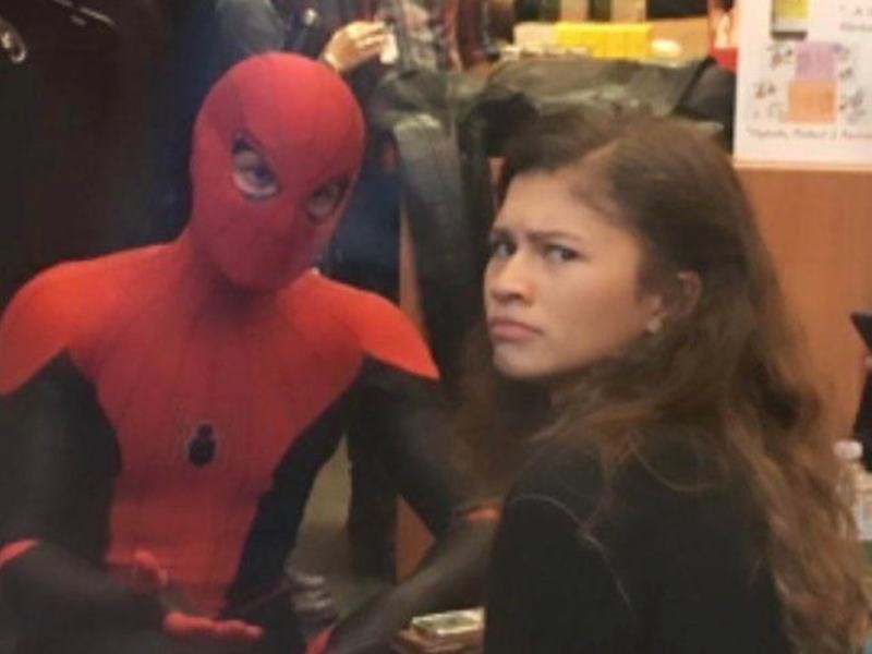 Create meme: Spiderman and zendaya, spider-man , spider-man away from home