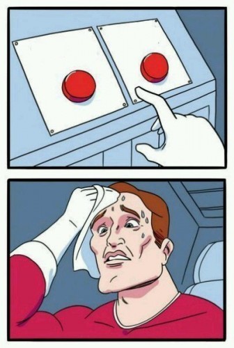 Создать мем: красная кнопка мем, две кнопки мем шаблон, выбор кнопки мем