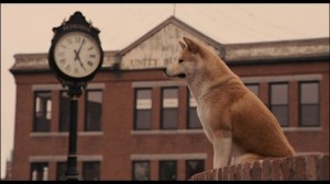 Create meme: Hachiko is waiting for the footage, Hachiko waits on against the clock, Hachiko clock