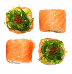Create meme: sushi, sashimi, salmon