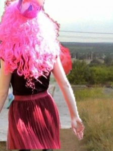 Create meme: dyed hair, pink curls hair, manic panic hot hot pink