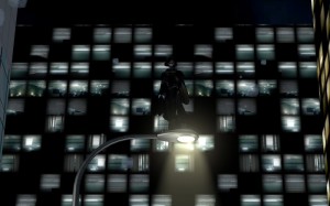 Create meme: Batman, darkness, background the city