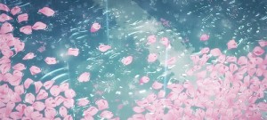 Create meme: summer rain, sakura rain gif, anime GIF on a pink background