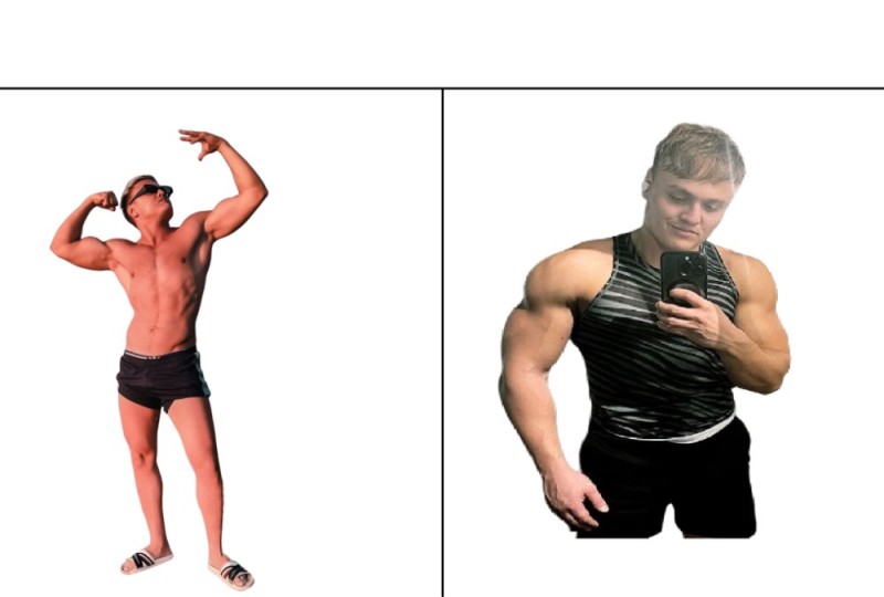 Create meme: people , muscle training, muscle growth
