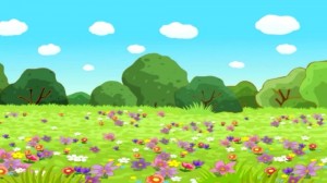 Create meme: flower fields, background of Smeshariki, clearing the drawing [ng