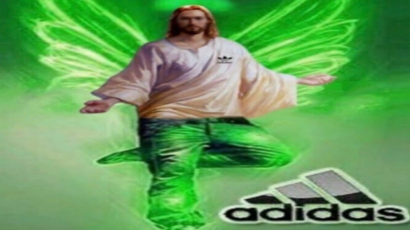 Create meme: Jesus Christ , Adidas meme, christailo