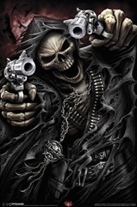 Создать мем: крутые черепа, скелет с пистолетом, скелет с оружием