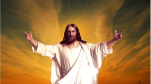 Создать мем: иисус 4к, иисус с поднятыми руками, иисус в лучах