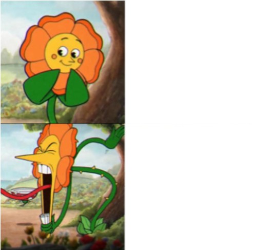 Create meme: kaphed flower, cuphead flower, Meme flower from cuphead