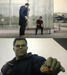 Create meme: a frame from the video, Hulk and the Taco meme, Hulk meme