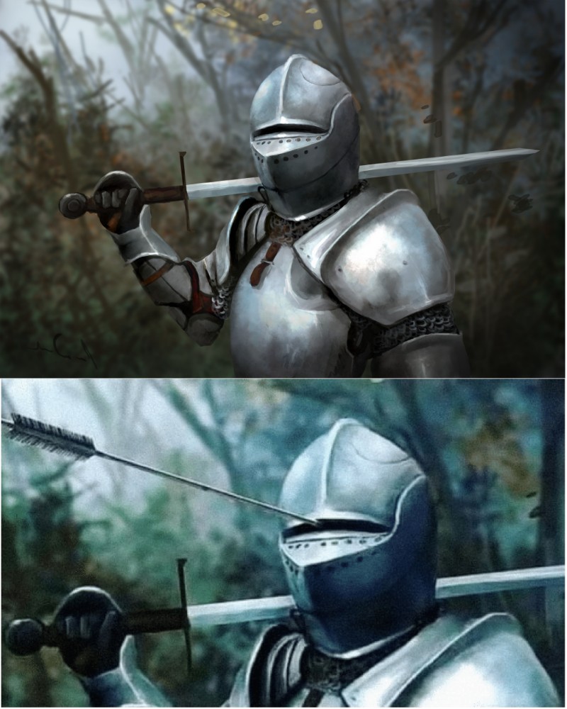 Создать мем: рыцарь со стрелой в шлеме мем, мемы про рыцарей, мем с рыцарем и стрелой
