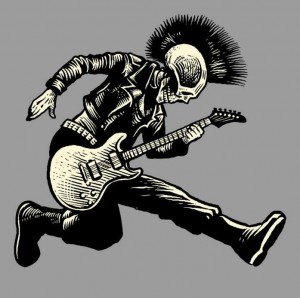 Create meme: skull punk, guitarist, punk guitar skull