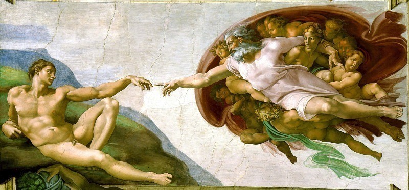 Создать мем: сотворение адама микеланджело буонарроти, сотворение адама микеланджело, микеланджело сикстинская капелла сотворение адама