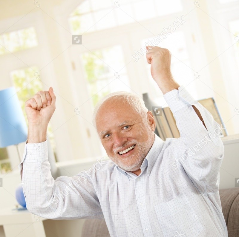Create meme: smiling grandfather, hiding the pain , meme Harold hide the pain