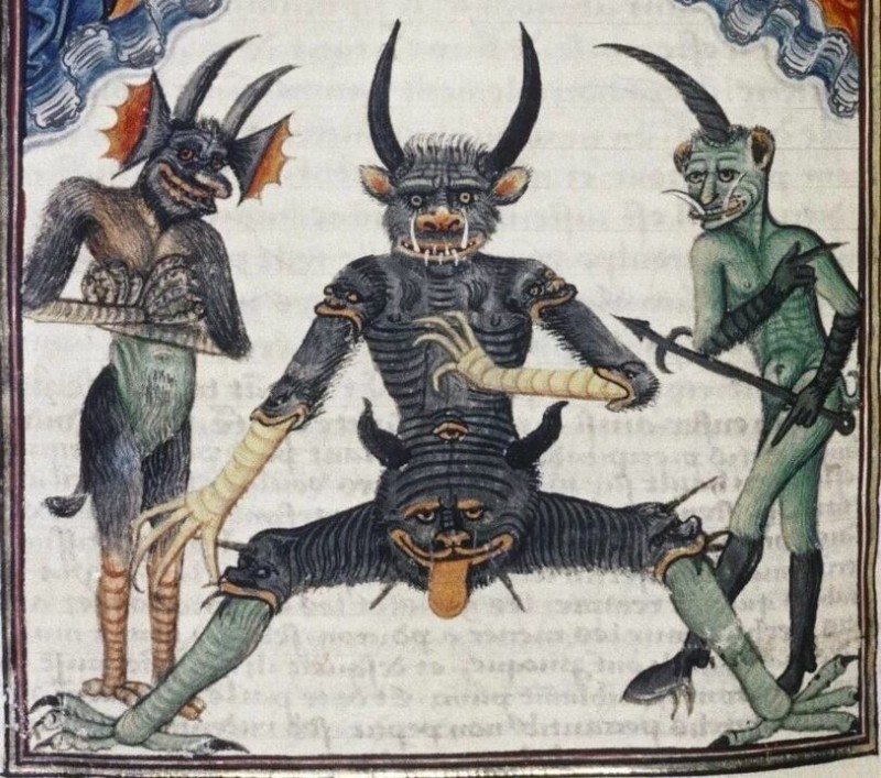 Создать мем: сатана, миниатюры 13 века люцифер, икона сатаны