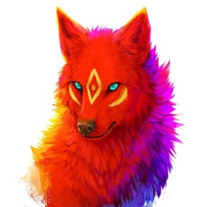 Create meme: the fire wolf art, red Fox