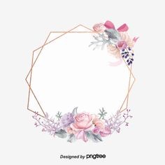 Создать мем: flower frame, геометрическая рамка с цветами, акварельные цветы