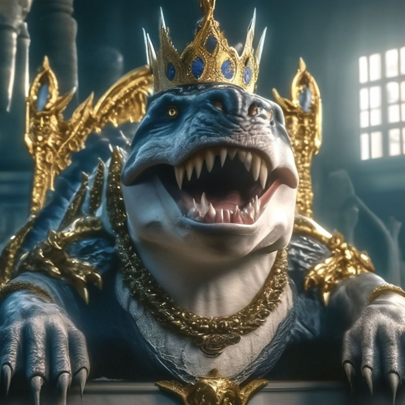 Создать мем: царь акул, король, король монстров
