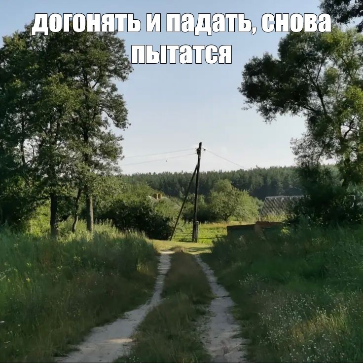 Create meme: in the village, rural road, the village road