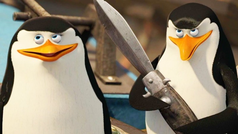 Создать мем: мультик пингвины, пингвины из мадагаскара, пингвины из мадагаскара рико с ножами