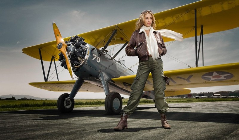 Create meme: photo shoot with an airplane, airplane girl, The pilot is a girl