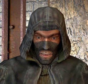 Create meme: Stalker bandit in a Cape, bandit from Stalker, photograph of the Stalker